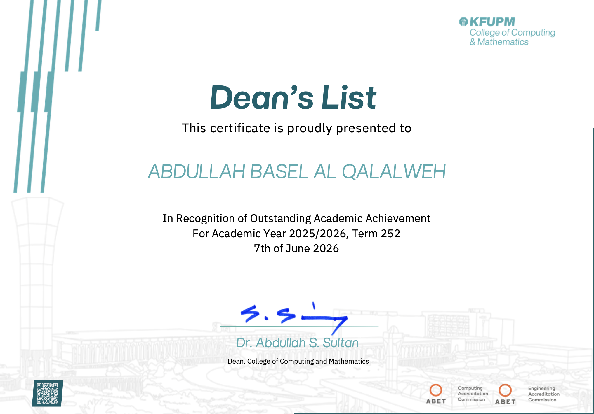 Dean's List Certificate